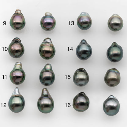 9-10mm Matching Pair Tahitian Pearl in Amazing Luster, Undrilled for Making Earring or Pendant, SKU # 2317TH
