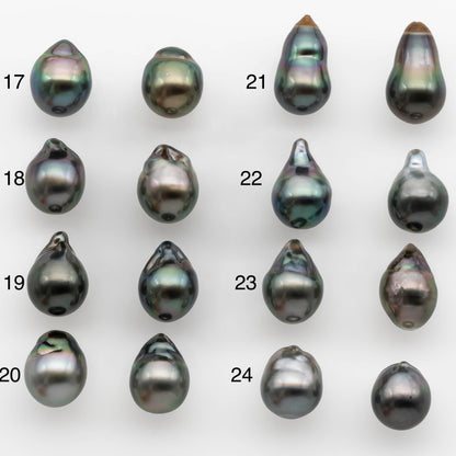 9-10mm Matching Pair Tahitian Pearl in Amazing Luster, Undrilled for Making Earring or Pendant, SKU # 2317TH