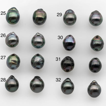 9-10mm Matching Pair Tahitian Pearl in Amazing Luster, Undrilled for Making Earring or Pendant, SKU # 2317TH