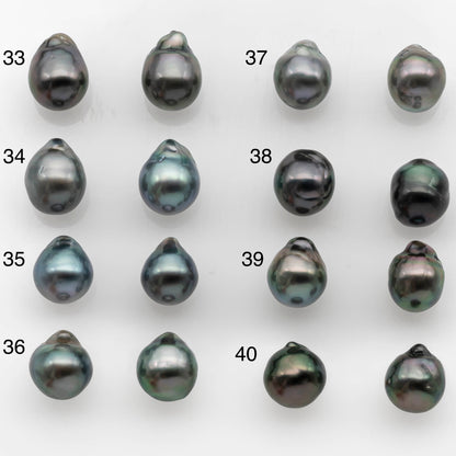 9-10mm Matching Pair Tahitian Pearl in Amazing Luster, Undrilled for Making Earring or Pendant, SKU # 2317TH