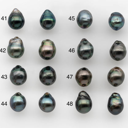 9-10mm Matching Pair Tahitian Pearl in Amazing Luster, Undrilled for Making Earring or Pendant, SKU # 2317TH