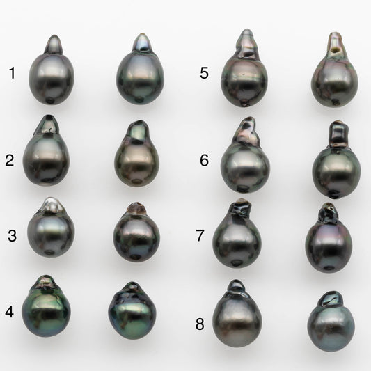 9-10mm Matching Pair Tahitian Pearl in Amazing Luster, Undrilled for Making Earring or Pendant, SKU # 2318TH