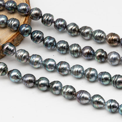 9-10mm Tahitian Pearl in Full Strand, Natural Colors with High Luster, for Jewelry Making, SKU # 3017TH