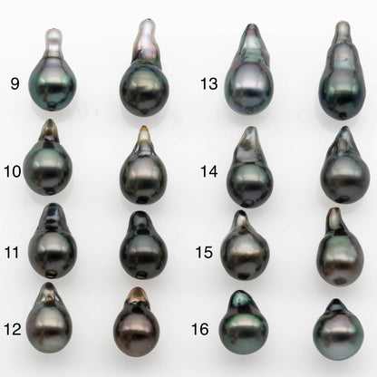 9-10mm Matching Pair Tahitian Pearl in Amazing Luster, Undrilled for Making Earring or Pendant, SKU # 2318TH
