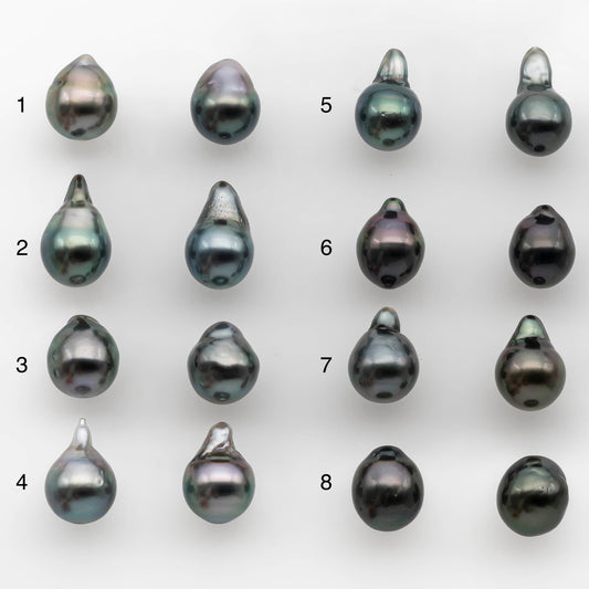 8-9mm Matching Pair Tahitian Pearl in Amazing Luster, Undrilled for Making Earring or Pendant, SKU # 2319TH