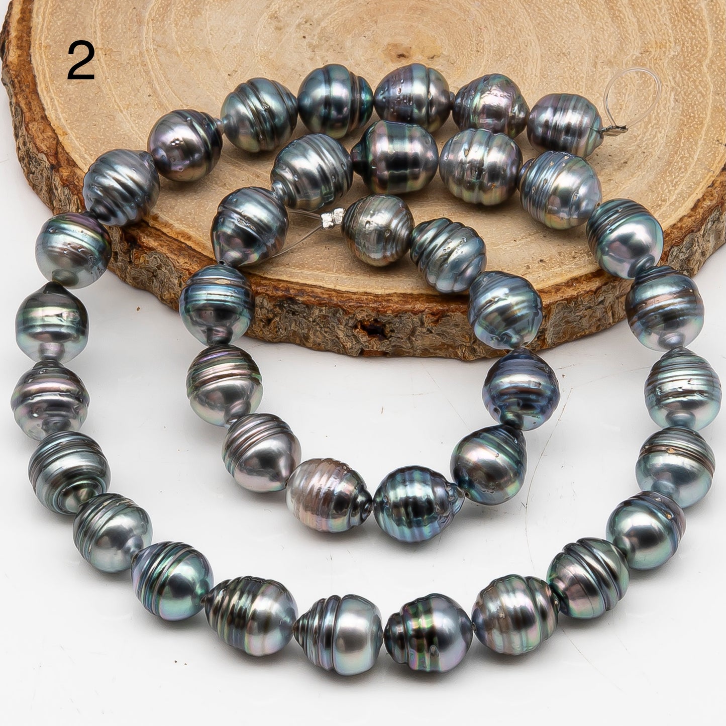 9-10mm Tahitian Pearl in Full Strand, Natural Colors with High Luster, for Jewelry Making, SKU # 3017TH