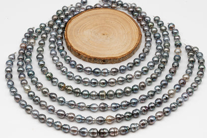 9-10mm Tahitian Pearl in Full Strand, Natural Colors with High Luster, for Jewelry Making, SKU # 3018TH