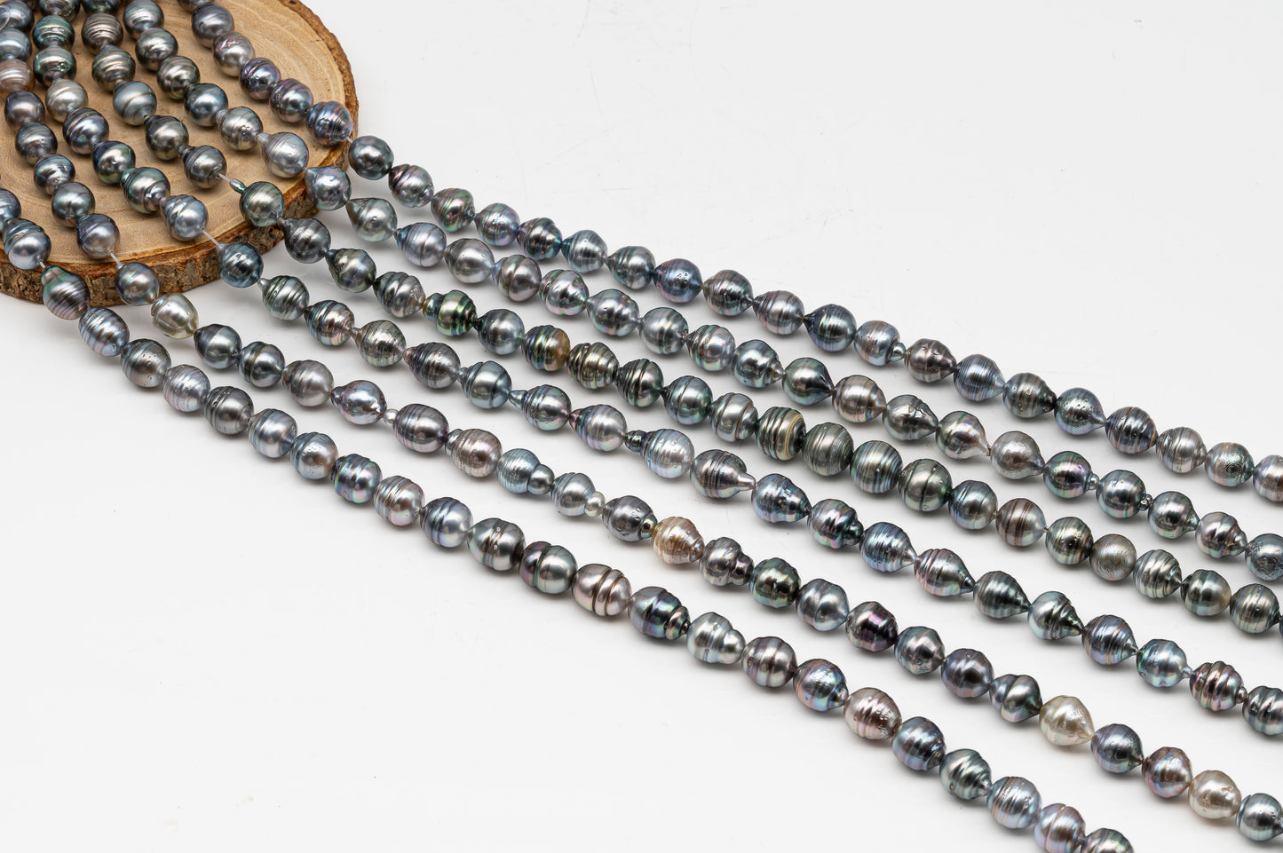 9-10mm Tahitian Pearl in Full Strand, Natural Colors with High Luster, for Jewelry Making, SKU # 3018TH