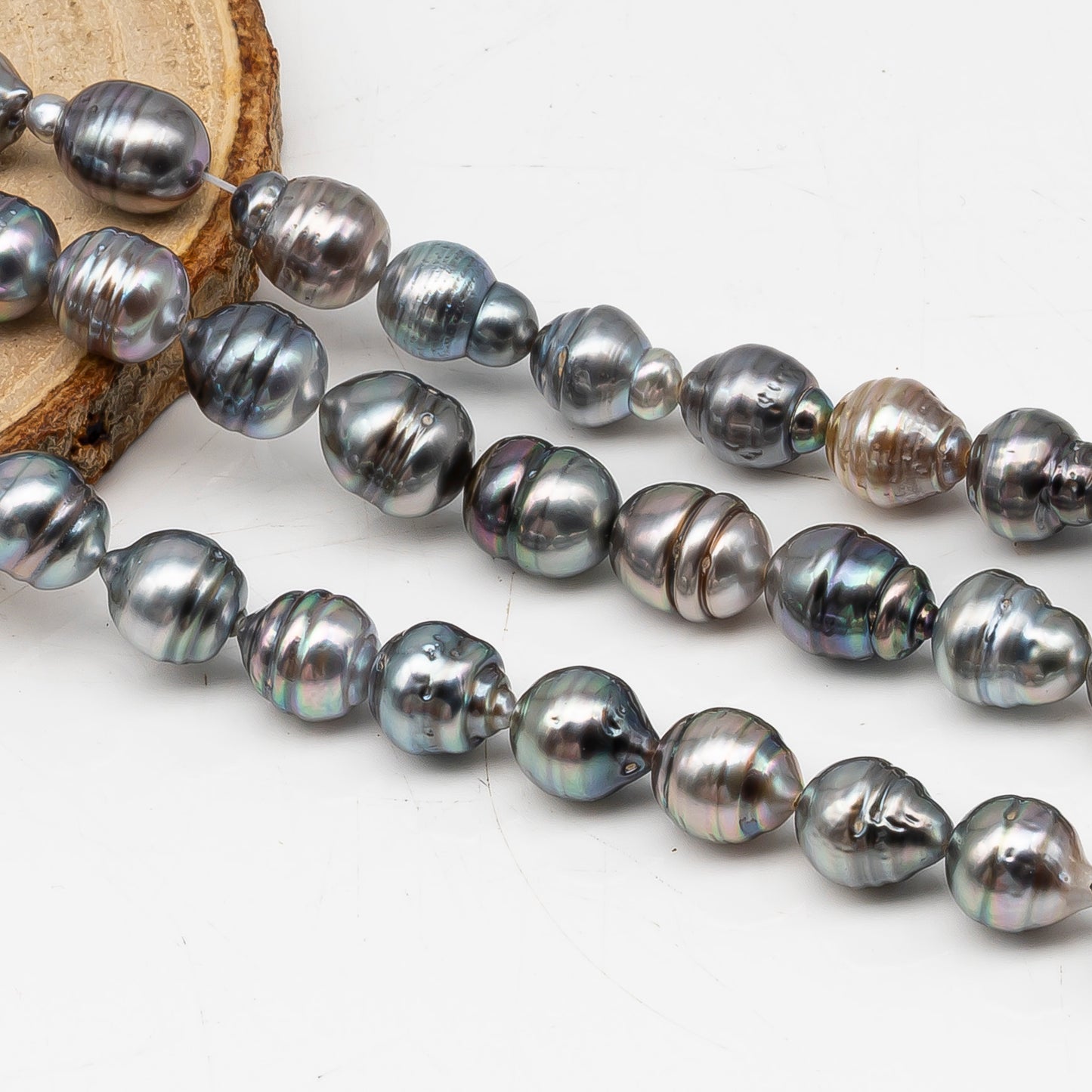 9-10mm Tahitian Pearl in Full Strand, Natural Colors with High Luster, for Jewelry Making, SKU # 3018TH