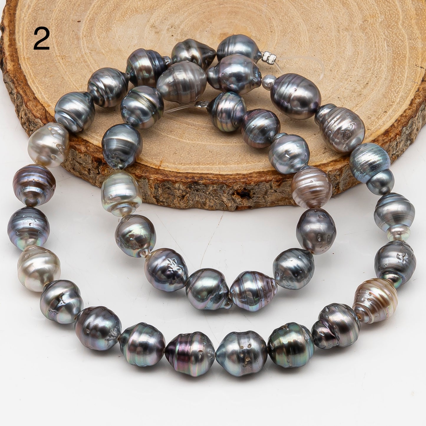 9-10mm Tahitian Pearl in Full Strand, Natural Colors with High Luster, for Jewelry Making, SKU # 3018TH