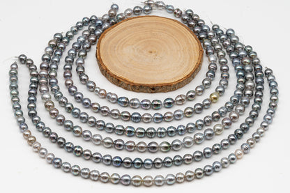 8-9mm Tahitian Pearl in Full Strand, Natural Colors with High Luster, for Jewelry Making, SKU # 3019TH