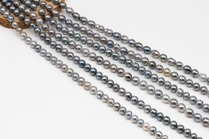 8-9mm Tahitian Pearl in Full Strand, Natural Colors with High Luster, for Jewelry Making, SKU # 3019TH