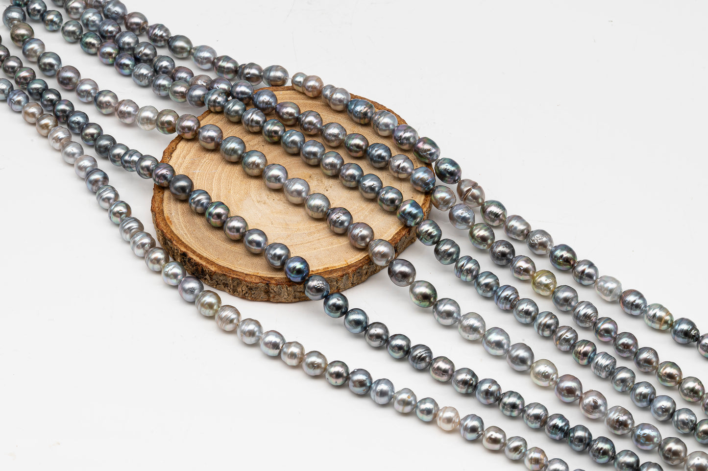 8-9mm Tahitian Pearl in Full Strand, Natural Colors with High Luster, for Jewelry Making, SKU # 3019TH