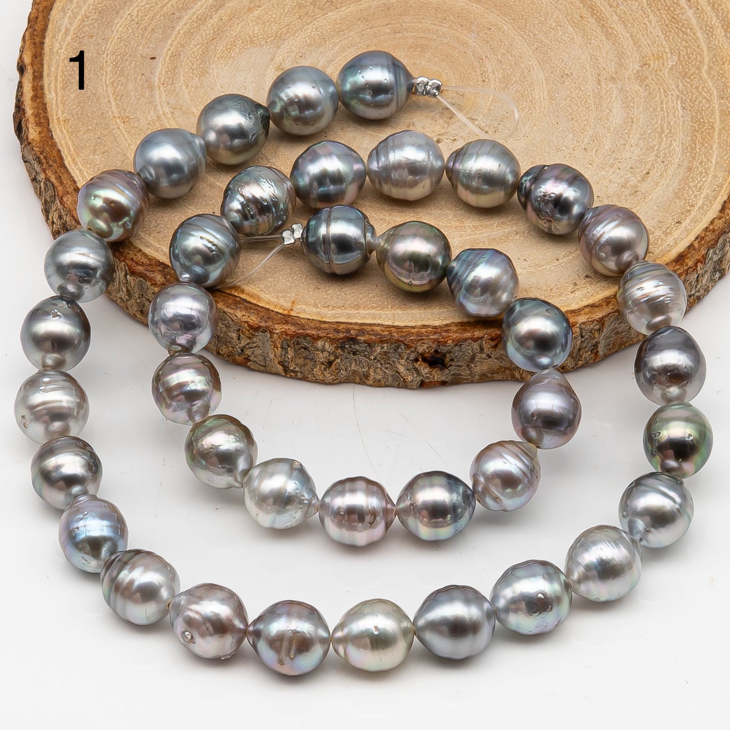 8-9mm Tahitian Pearl in Full Strand, Natural Colors with High Luster, for Jewelry Making, SKU # 3019TH