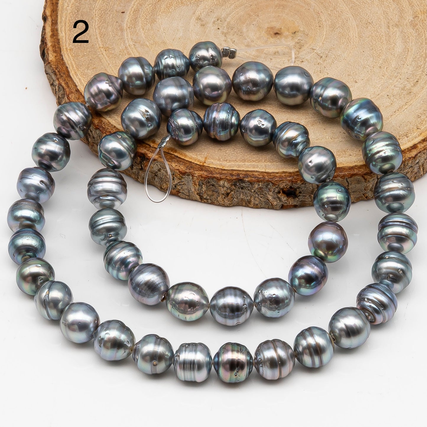 8-9mm Tahitian Pearl in Full Strand, Natural Colors with High Luster, for Jewelry Making, SKU # 3019TH
