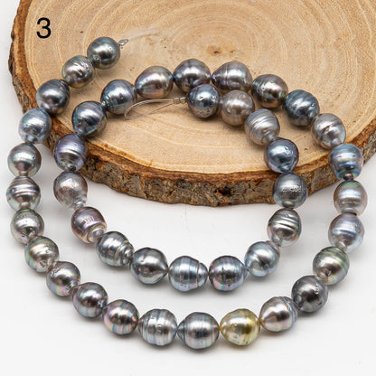8-9mm Tahitian Pearl in Full Strand, Natural Colors with High Luster, for Jewelry Making, SKU # 3019TH