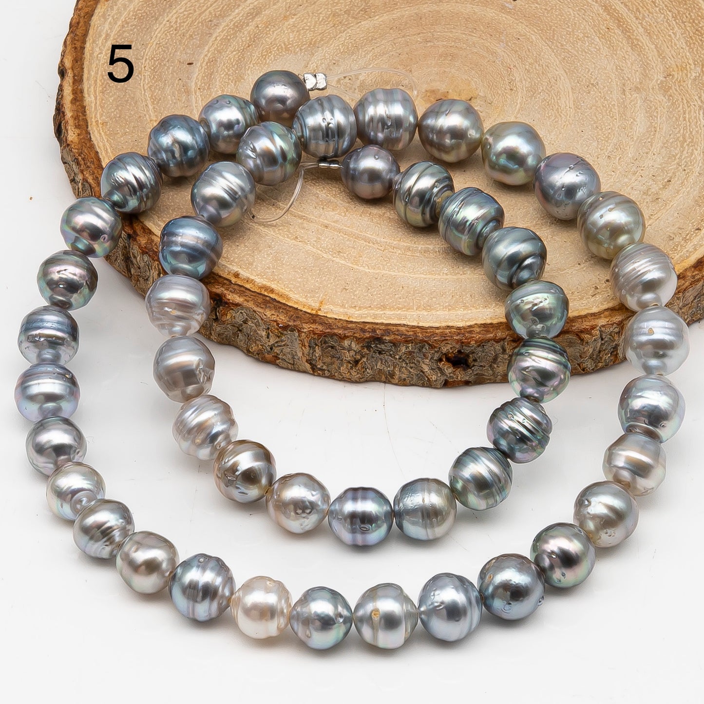 8-9mm Tahitian Pearl in Full Strand, Natural Colors with High Luster, for Jewelry Making, SKU # 3019TH