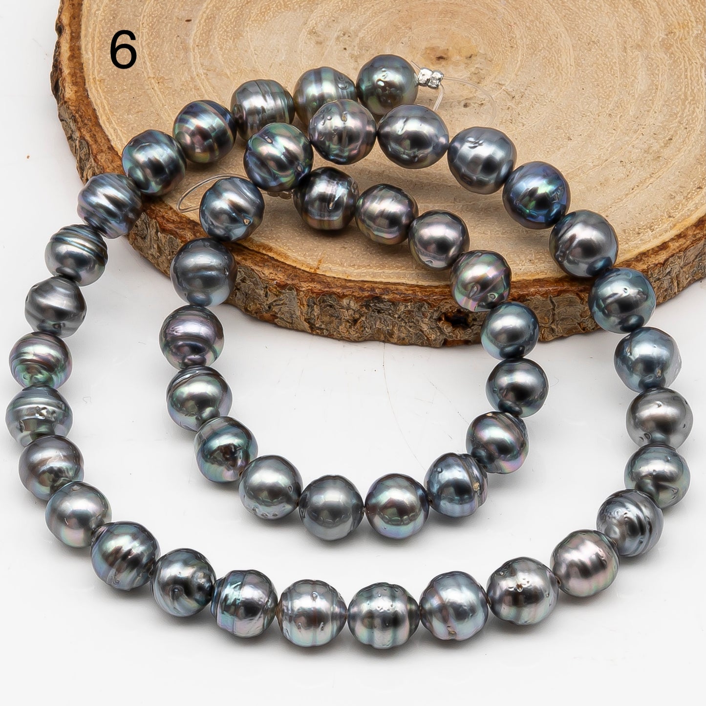 8-9mm Tahitian Pearl in Full Strand, Natural Colors with High Luster, for Jewelry Making, SKU # 3019TH