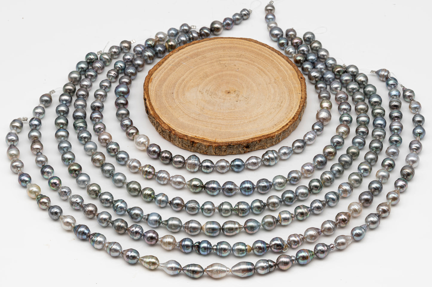 8-9mm Tahitian Pearl in Full Strand, Natural Colors with High Luster, for Jewelry Making, SKU # 3020TH