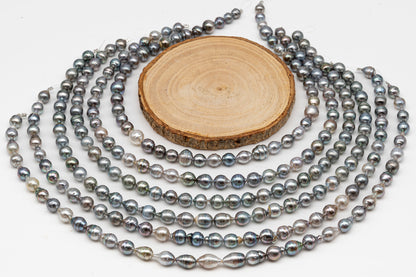 8-9mm Tahitian Pearl in Full Strand, Natural Colors with High Luster, for Jewelry Making, SKU # 3020TH
