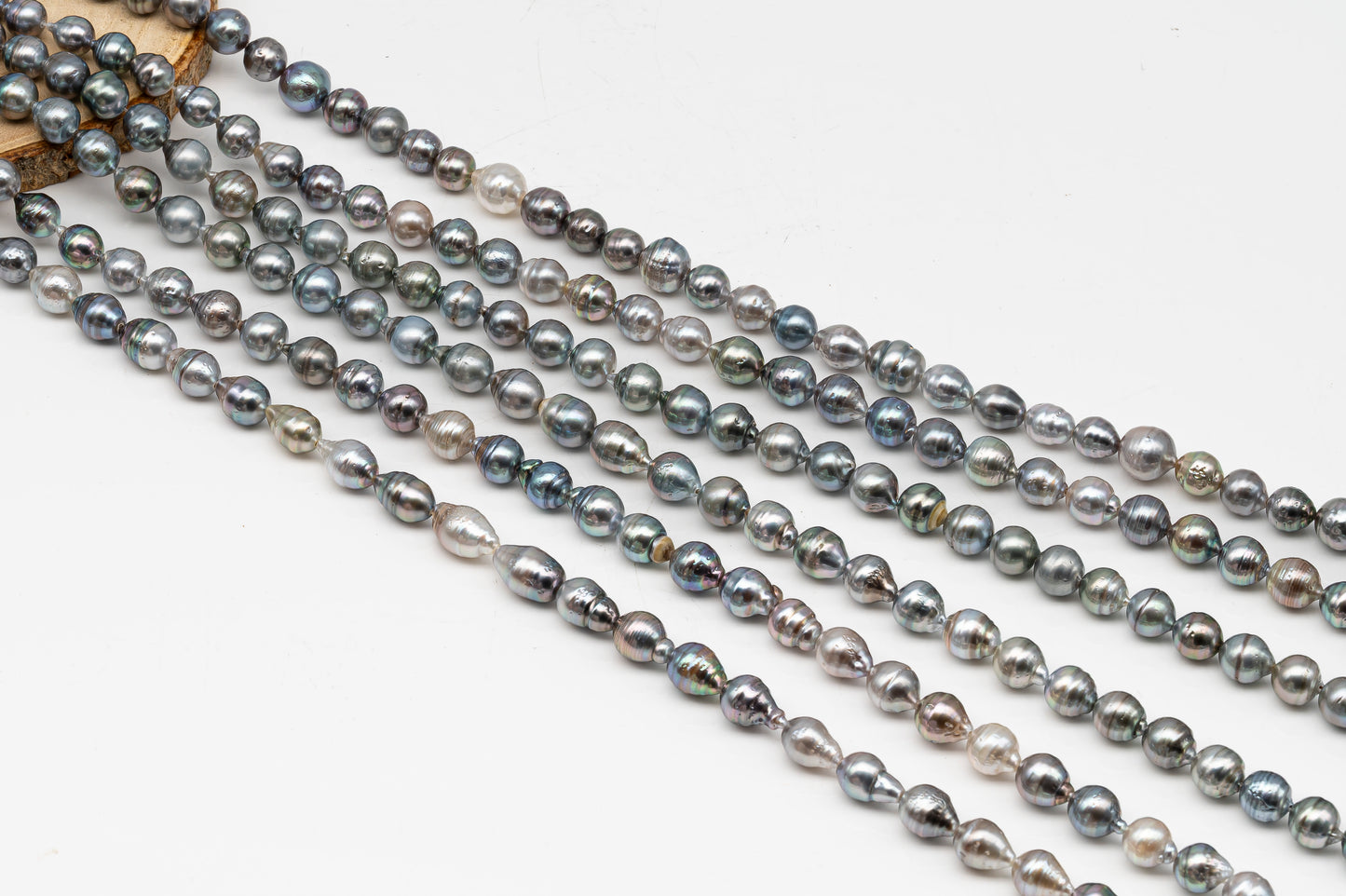 8-9mm Tahitian Pearl in Full Strand, Natural Colors with High Luster, for Jewelry Making, SKU # 3020TH