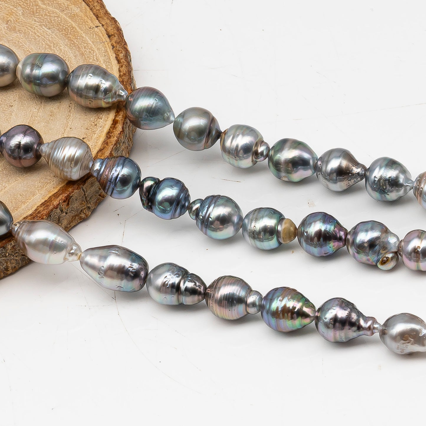 8-9mm Tahitian Pearl in Full Strand, Natural Colors with High Luster, for Jewelry Making, SKU # 3020TH