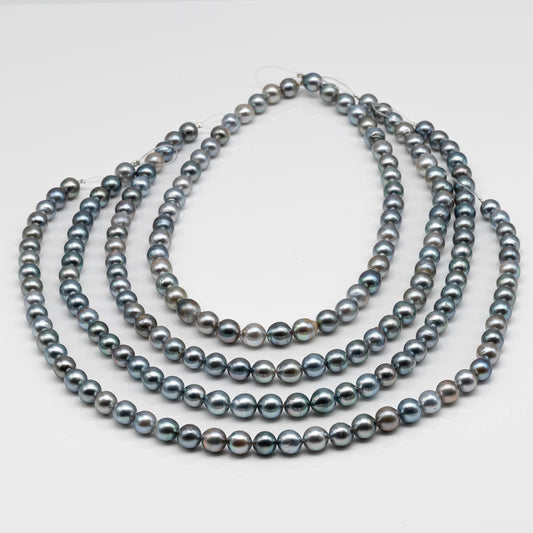 8-9mm Tahitian Pearl in Full Strand with All Natural Color with High Luster for Jewelry Making, SKU# 2129TH