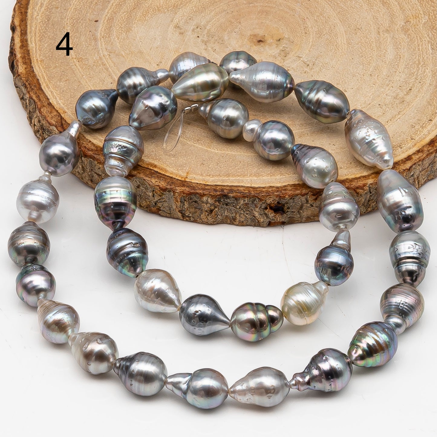 8-9mm Tahitian Pearl in Full Strand, Natural Colors with High Luster, for Jewelry Making, SKU # 3020TH