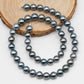 8-9mm Round Tahitian Pearl in Full Strand with Gray Natural Color and High Luster, For Jewelry Making with Blemishes, SKU #2128TH