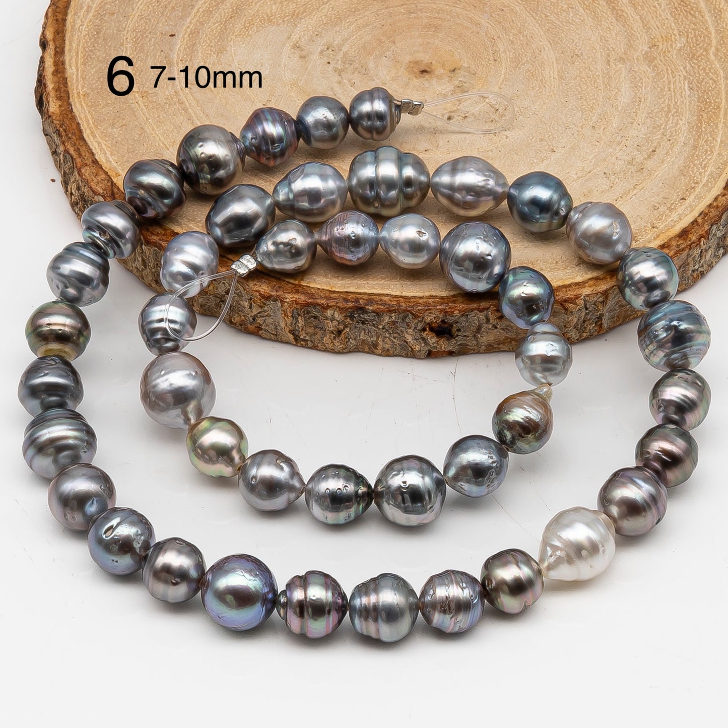 8-9mm Tahitian Pearl in Full Strand, Natural Colors with High Luster, for Jewelry Making, SKU # 3020TH
