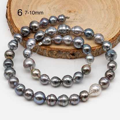 8-9mm Tahitian Pearl in Full Strand, Natural Colors with High Luster, for Jewelry Making, SKU # 3020TH