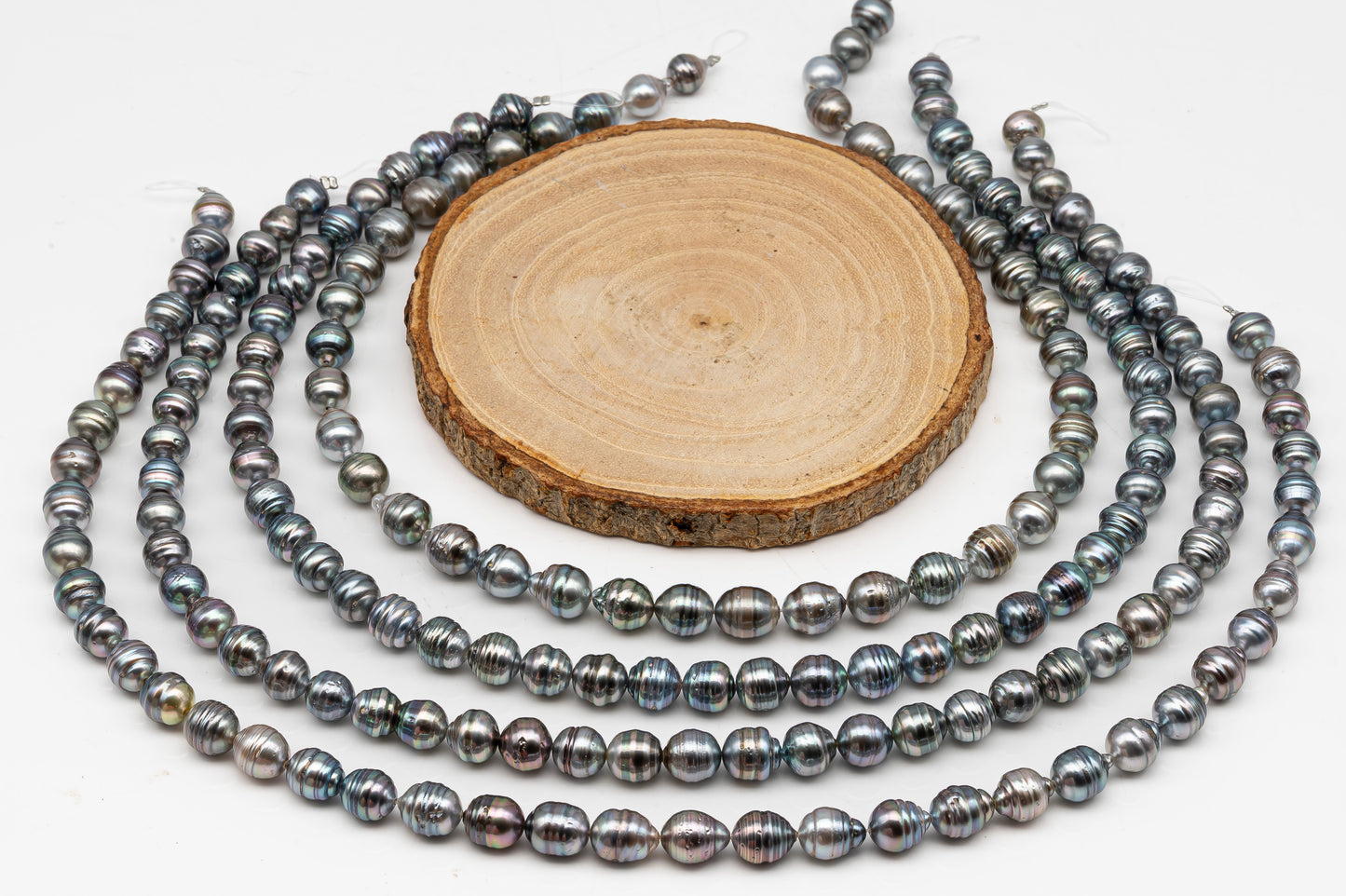 8-9mm Tahitian Pearl in Full Strand, Natural Colors with High Luster, for Jewelry Making, SKU # 3021TH