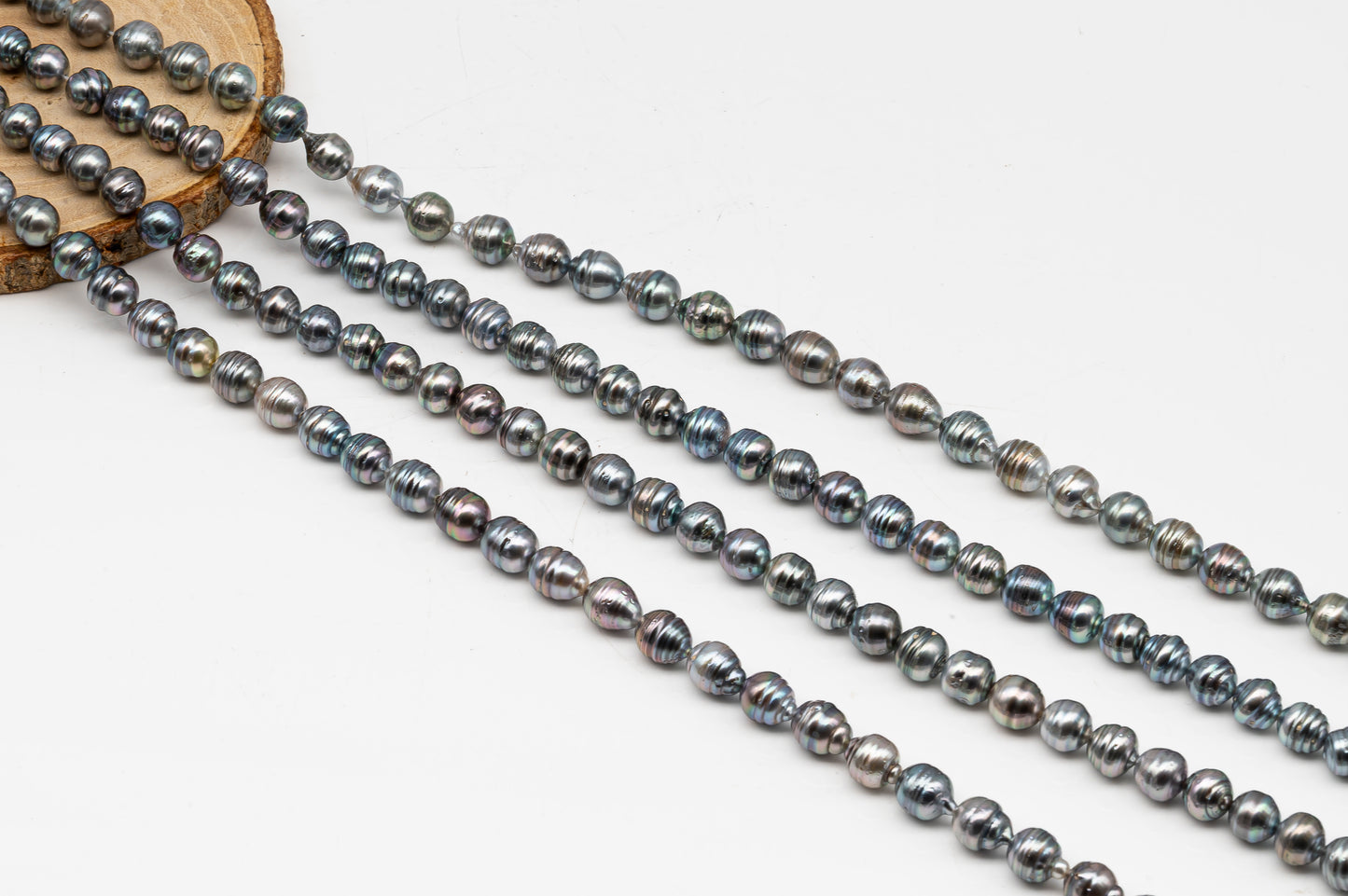 8-9mm Tahitian Pearl in Full Strand, Natural Colors with High Luster, for Jewelry Making, SKU # 3021TH