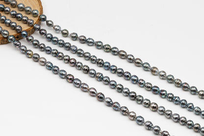 8-9mm Tahitian Pearl in Full Strand, Natural Colors with High Luster, for Jewelry Making, SKU # 3021TH