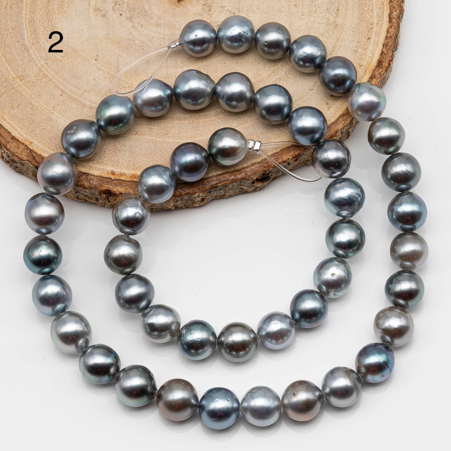 8-9mm Tahitian Pearl in Full Strand with All Natural Color with High Luster for Jewelry Making, SKU# 2129TH