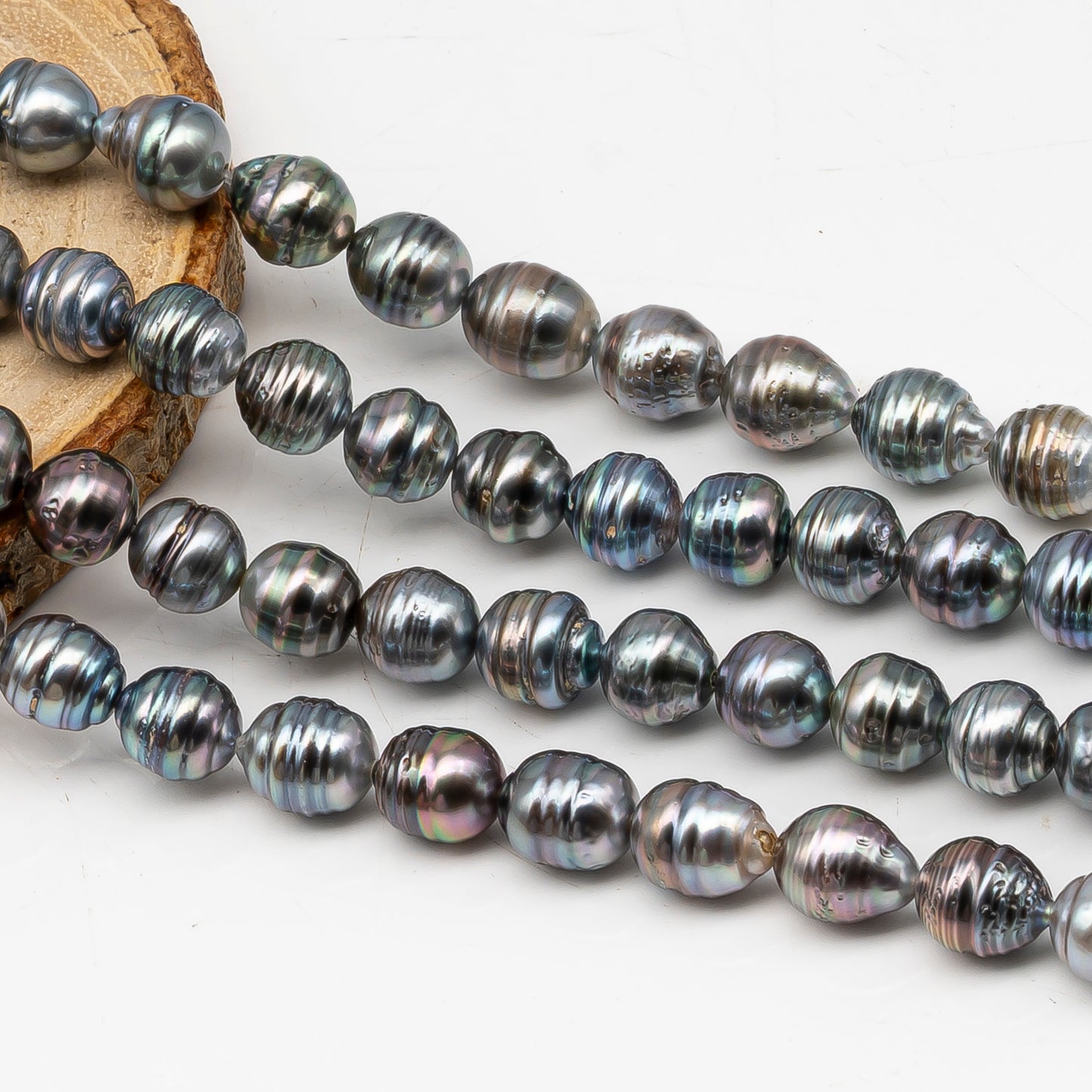 8-9mm Tahitian Pearl in Full Strand, Natural Colors with High Luster, for Jewelry Making, SKU # 3021TH