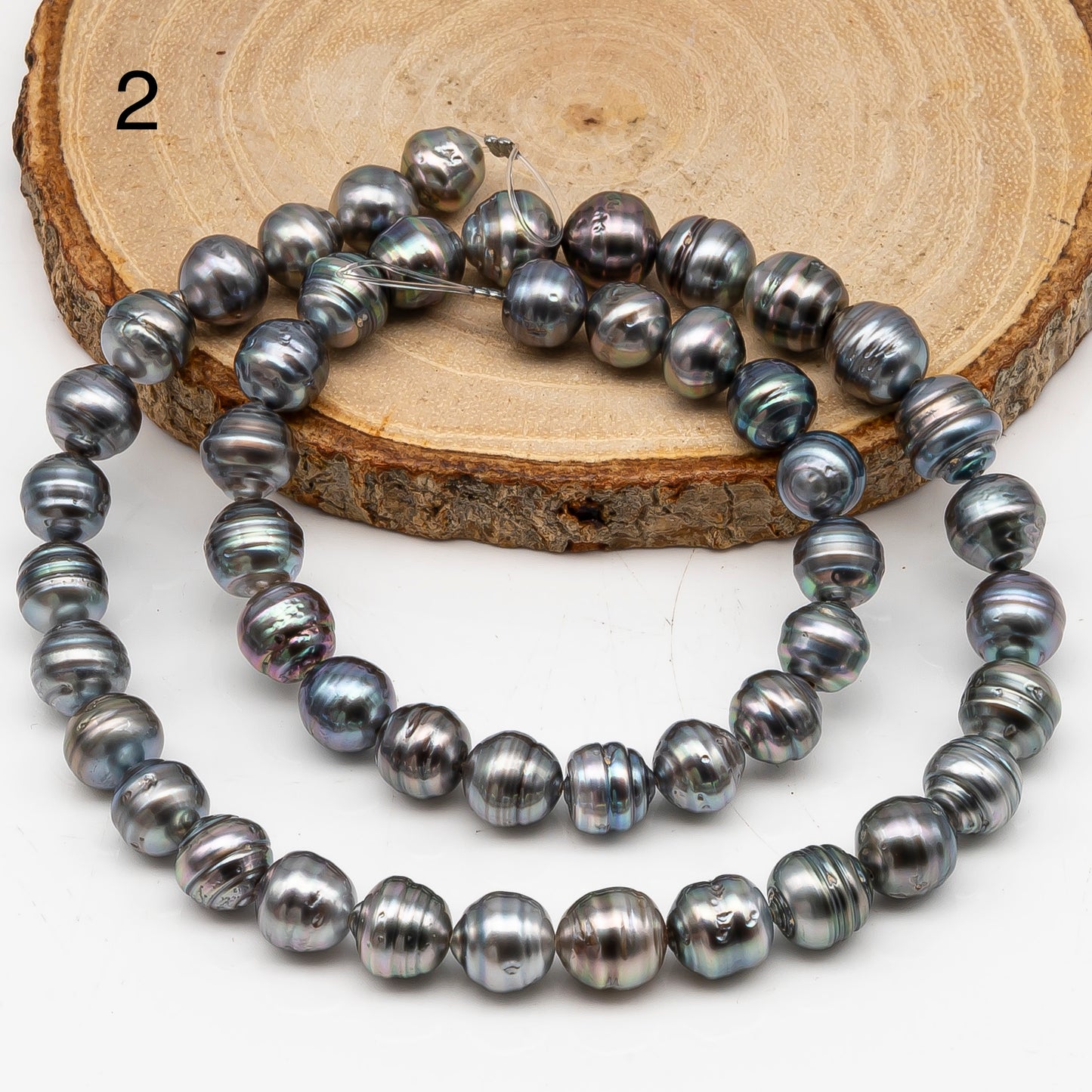 8-9mm Tahitian Pearl in Full Strand, Natural Colors with High Luster, for Jewelry Making, SKU # 3021TH