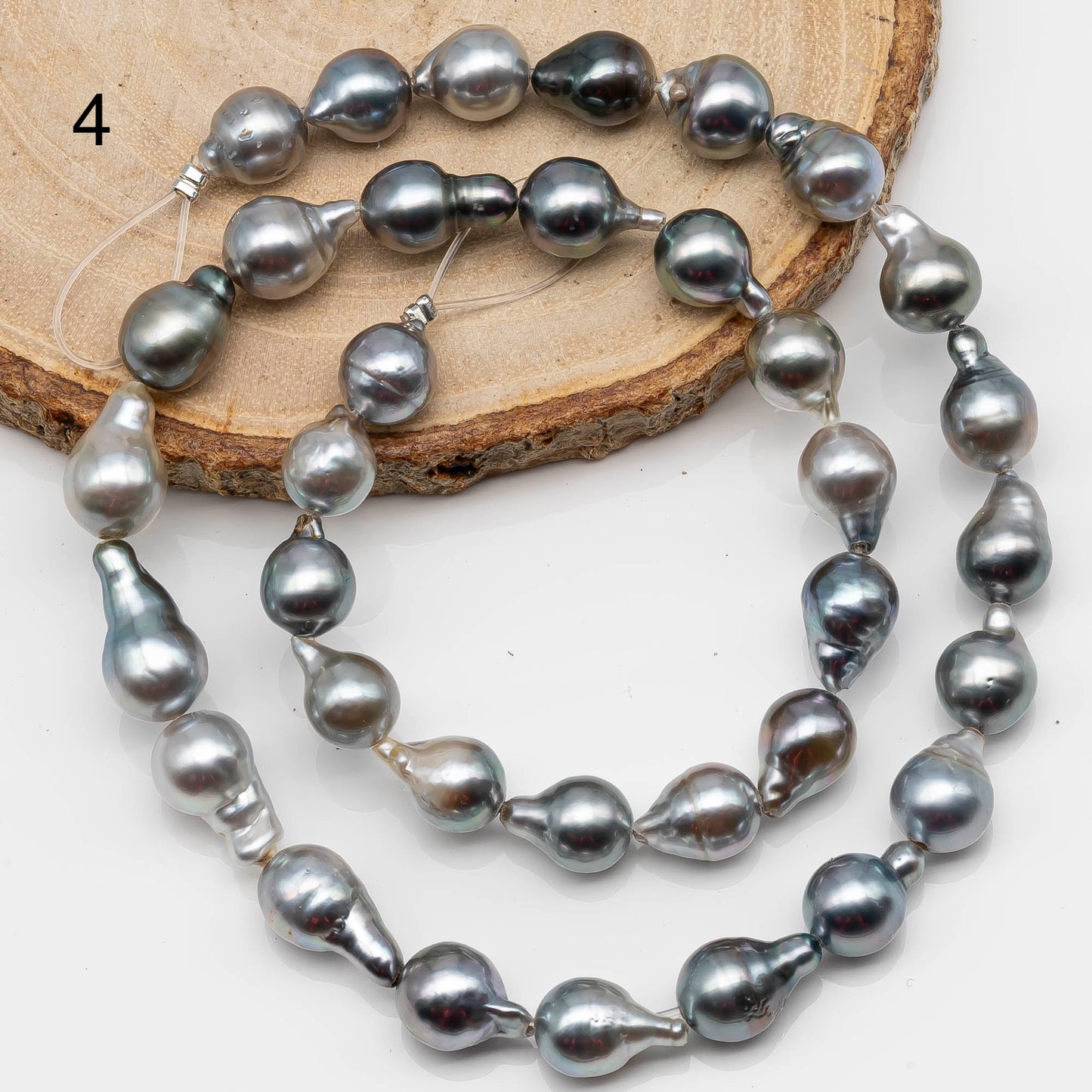 8-9mm Tahitian Pearl in Full Strand with Gray Natural Color with High Luster for Jewelry Making, SKU# 2130TH