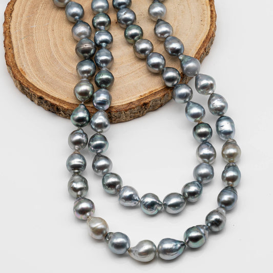 9-10mm Drop Tahitian Pearl in Full Strand with All Natural Color with High Luster for Jewelry Making, SKU#2131TH