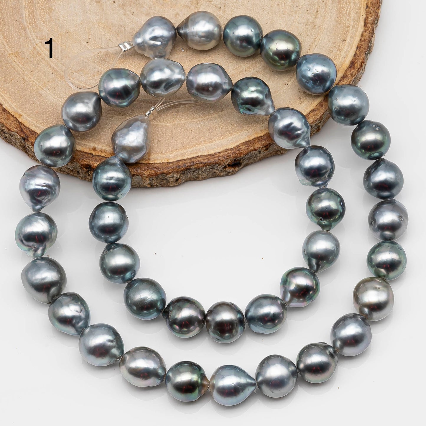 9-10mm Drop Tahitian Pearl in Full Strand with All Natural Color with High Luster for Jewelry Making, SKU#2131TH