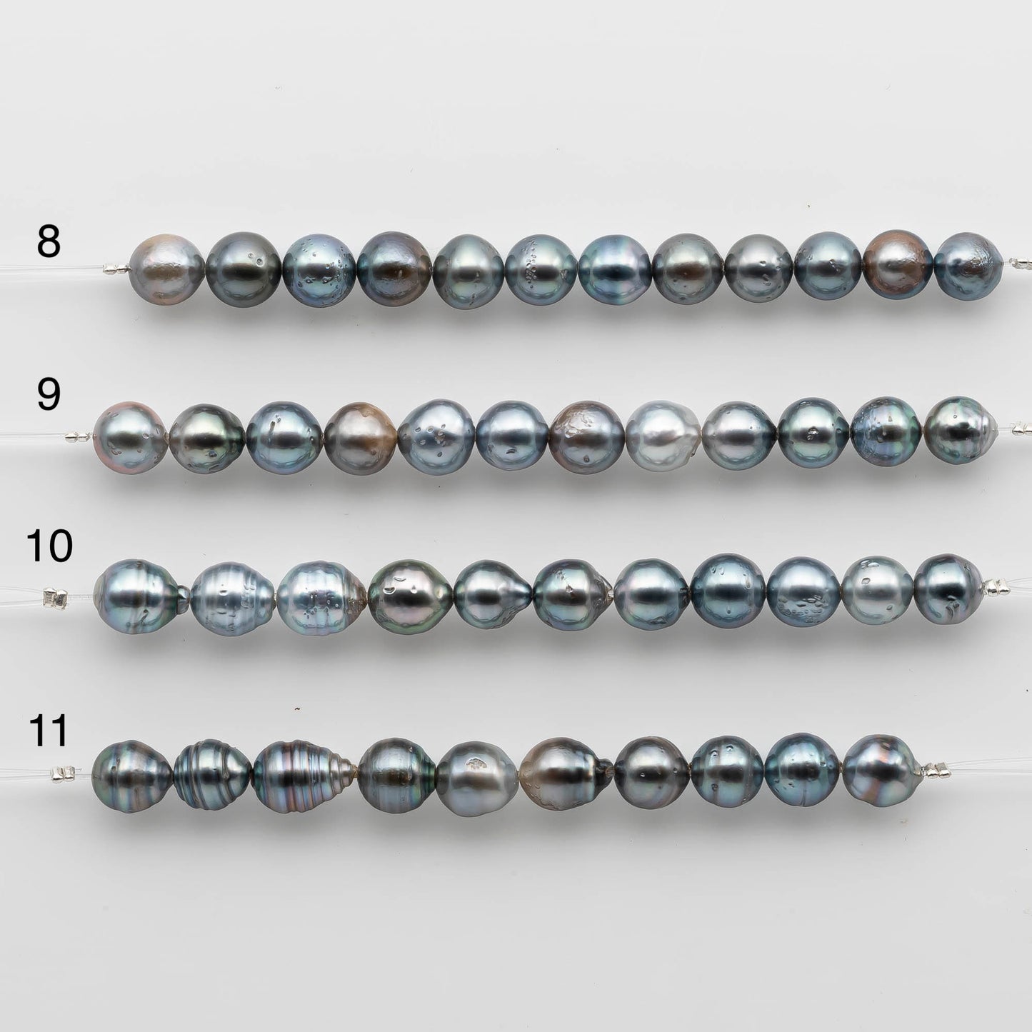 8-9mm Tahitian Pearl in Short Strand with All Natural Color with High Luster for Jewelry Making, SKU# 2132TH