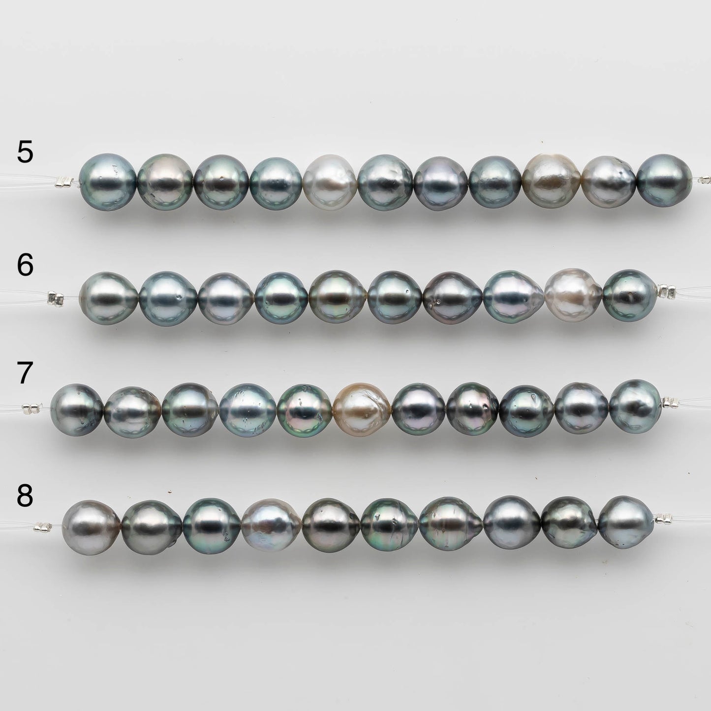 9-10mm Tahitian Pearl in Short Strand with All Natural Color with High Luster for Jewelry Making, SKU# 2133TH