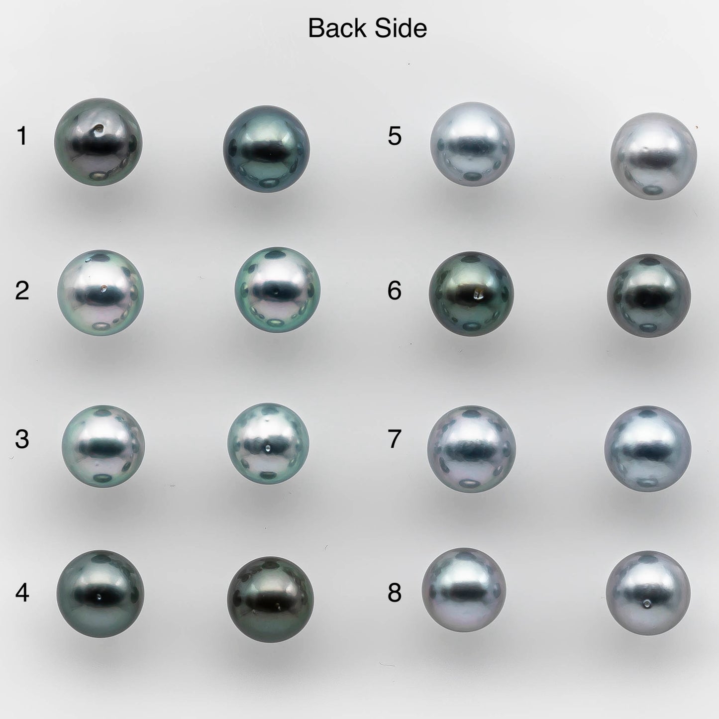 8-9mm AAA Matching Pair Round Tahitian Pearl in Natural Color with High Luster, Undrilled for Making Earring or Pendant, SKU # 2134TH