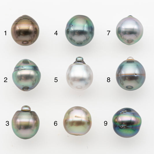 9-10mm Tahitian Pearl, Loose Undrilled with High Luster and Minor Blemishes for Jewelry Making, SKU # 3025TH