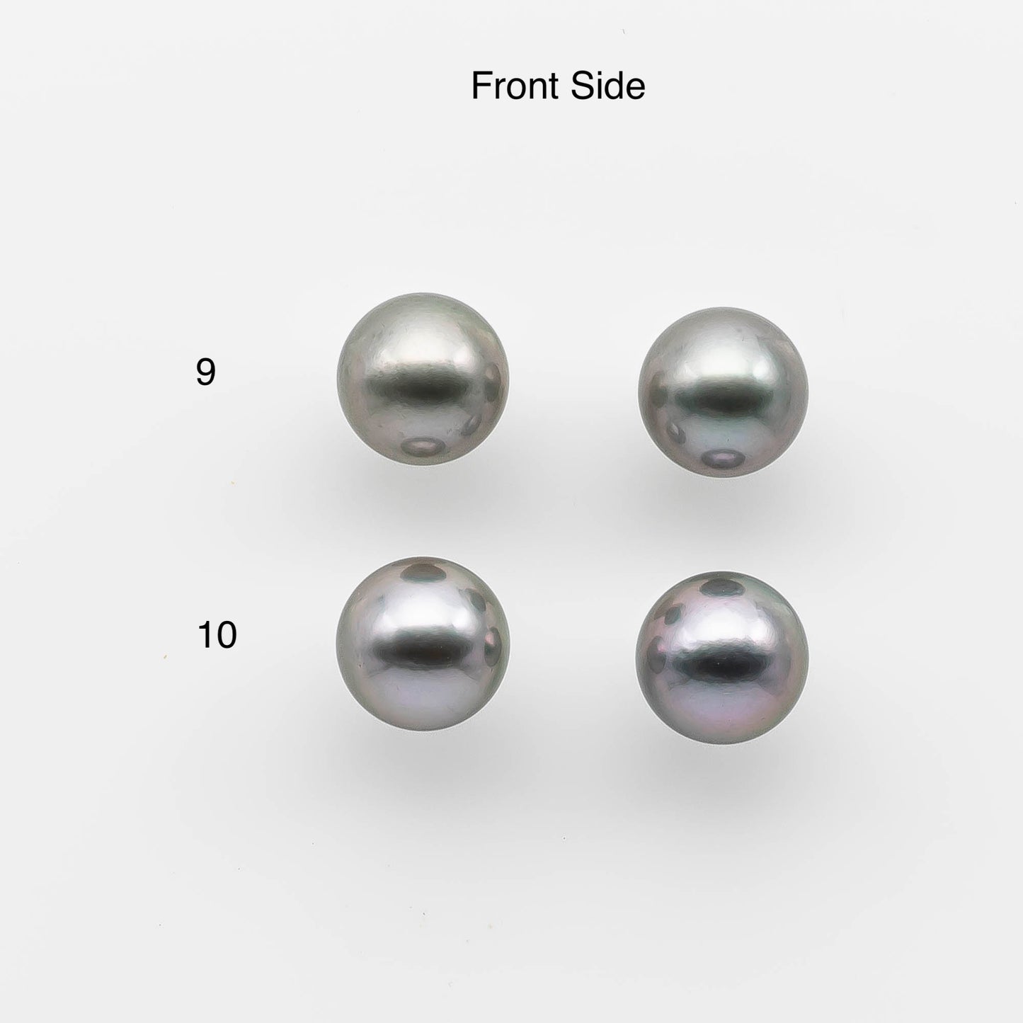 10-11mm AAA Matching Pair Round Tahitian Pearl in Natural Color with High Luster, Undrilled for Making Earring or Pendant, SKU # 2136TH