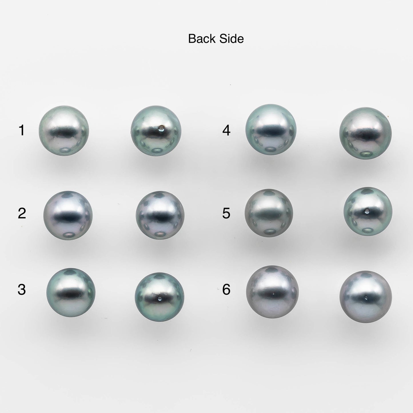 9-10mm AAA Matching Pair Round Tahitian Pearl in Natural Color with High Luster, Undrilled for Making Earring or Pendant, SKU # 2135TH