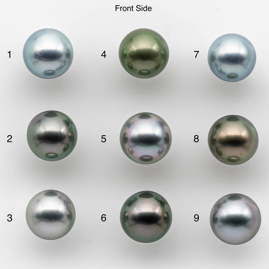 9-10mm AAA Round Tahitian Pearl in Natural Color and Very Nice Luster, Single Piece Loose Undrilled for Making Jewelry SKU # 2140TH