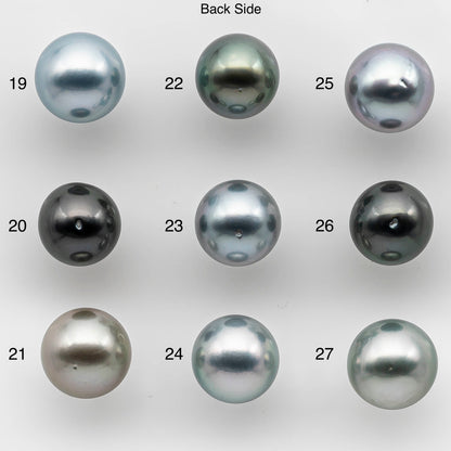 9-10mm AAA Round Tahitian Pearl in Natural Color and Very Nice Luster, Single Piece Loose Undrilled for Making Jewelry SKU # 2140TH
