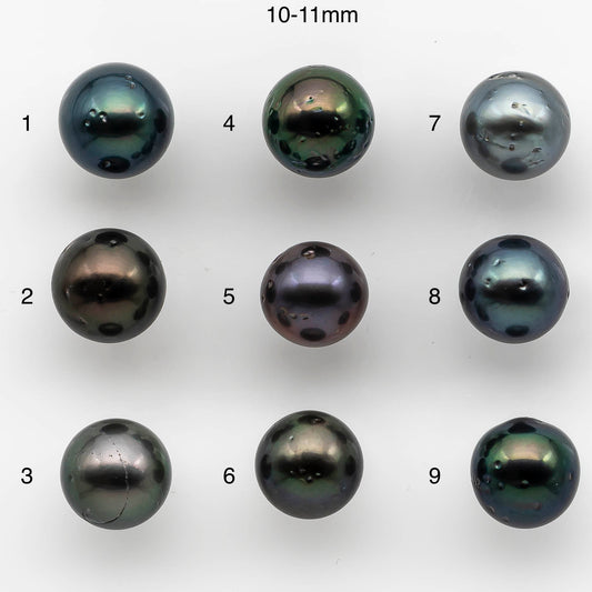 9-14mm Tahitian Pearl Round with High Luster and Natural Color with Blemishes, Loose Single Piece Undrilled, SKU # 2149TH