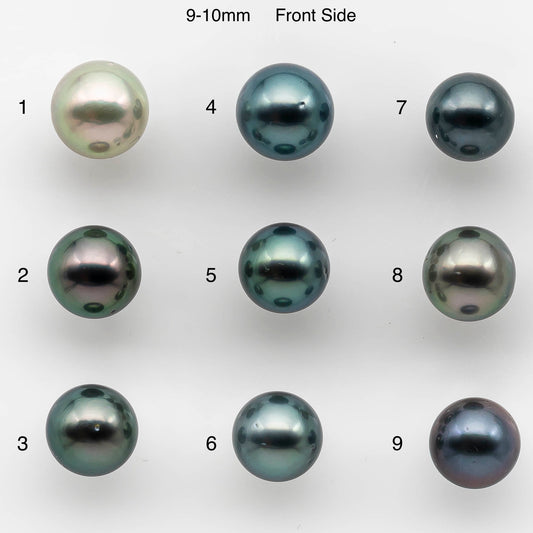 8-10mm Tahitian Pearl Round with High Luster and Natural Color with Minor Blemishes, Loose Single Piece Undrilled, SKU # 2150TH